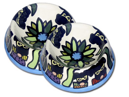 Masquerade - Large Dog Bowl Set - Handpainted - Personalized