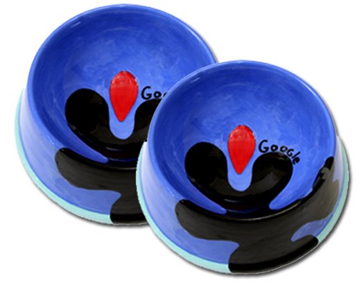 Bloop! - Large Set Of Dog Bowls - Handpainted - Personalized