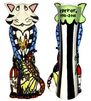 Pet Cat Urn - A Cats Life Pet Urn - Handpainted - Personalized