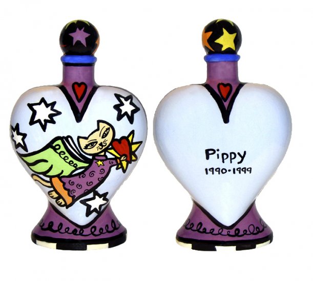 Cat Urn - Pet Cat Urn - Heavens Best Cat Heart Urn - Personalized - Handpainted