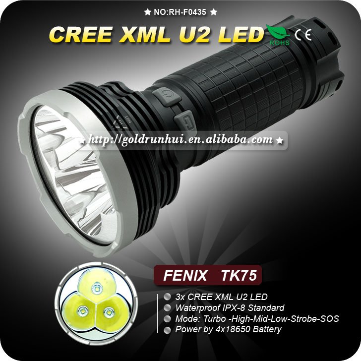 1PC FENIX TK75 3*CREE XM-L U2 LED 2600 lumens Torch Search Rescue LED Flashlight