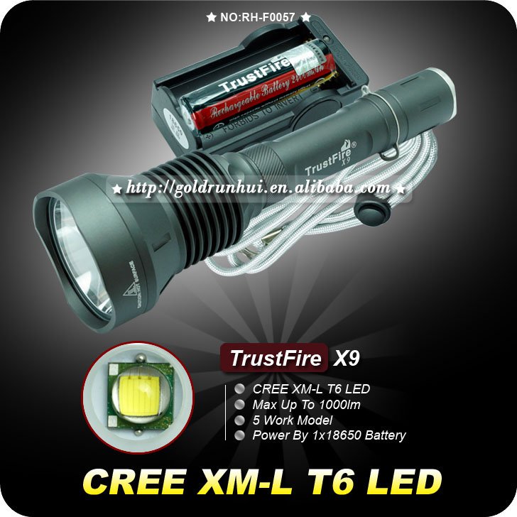 TrustFire X9 CREE XML XM-L T6 LED Flashlight Torch SET