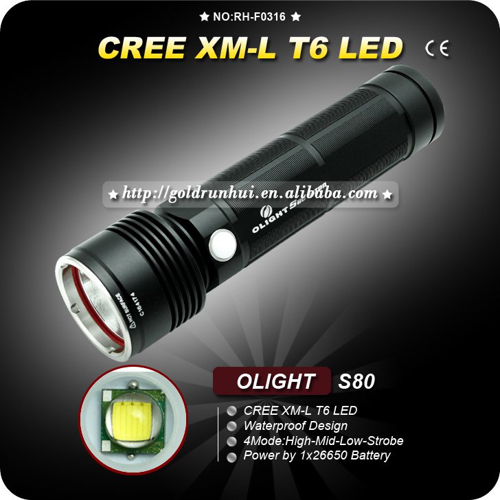 1SET Flashlight OLIGHT S80 Cree XML T6 LED Waterproof Camping Hiking torch