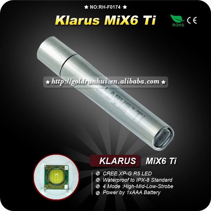 1PC Klarus MiX64 Mode Stainless Steel Key Chain Camping Hiking Mini Brightest Torch