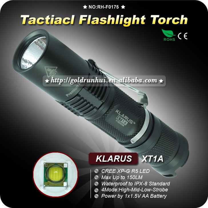 1PC KLARUS XT1A Flashlight Cree XP-G R5 LED 4 Mode By 1 x AA Battery Waterproof