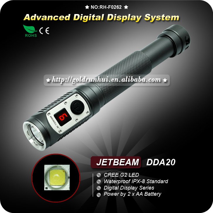 1 PC JETBeam DDA20 Digital Display AA Cree G2 LED 285 lumens waterproof IPX-8