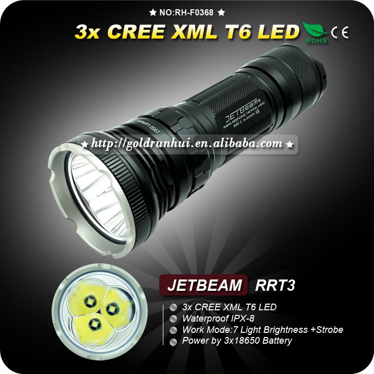 1PC JETBEAM RRT3 T6 LED Rapid Response Control Military Tactical Aluminum HA III IPX-8 LED
