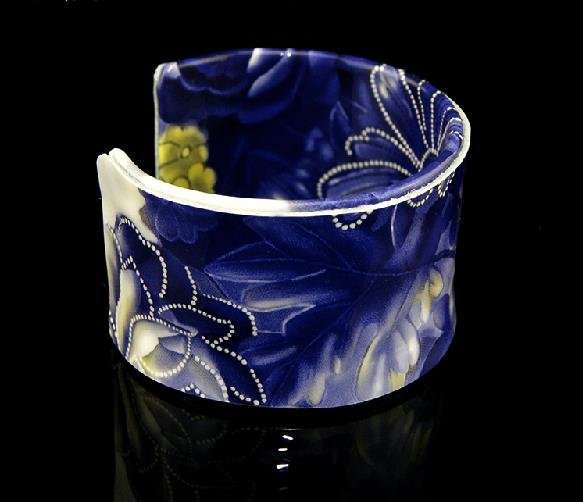 Fashion gift hand-painted blue and white leather bracelet adjustment free shipping -zp001