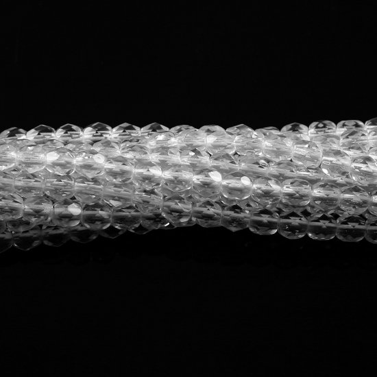 4mm Round Faceted Czech Glass Beads - Crystal Clear