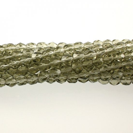 4mm Round Faceted Czech Glass Beads - Black Diamond