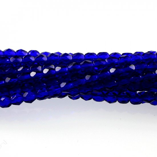 4mm Round Faceted Czech Glass Beads - Cobalt Blue