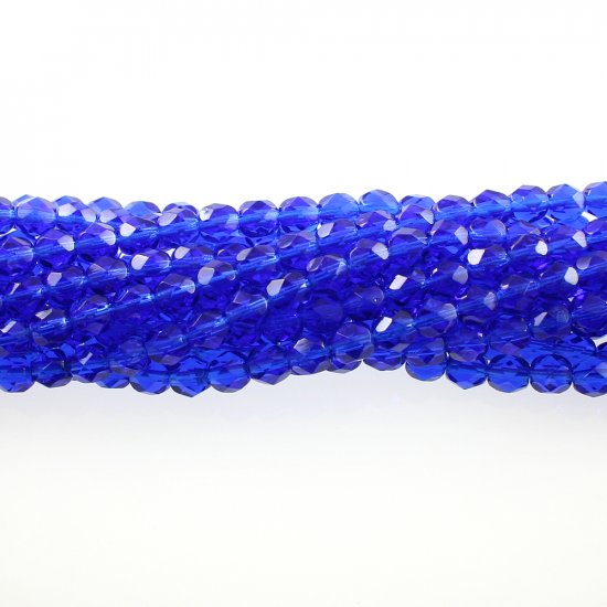 4mm Round Faceted Czech Glass Beads - Dark Aqua