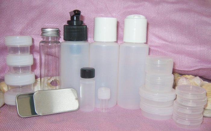 TSA approved Airline Carry On Kit Containers, plus funnel & more