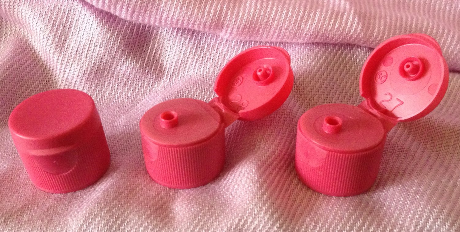 (100) Pink Flip Top Dispensing LIDS Size 20/410 (not returnable)