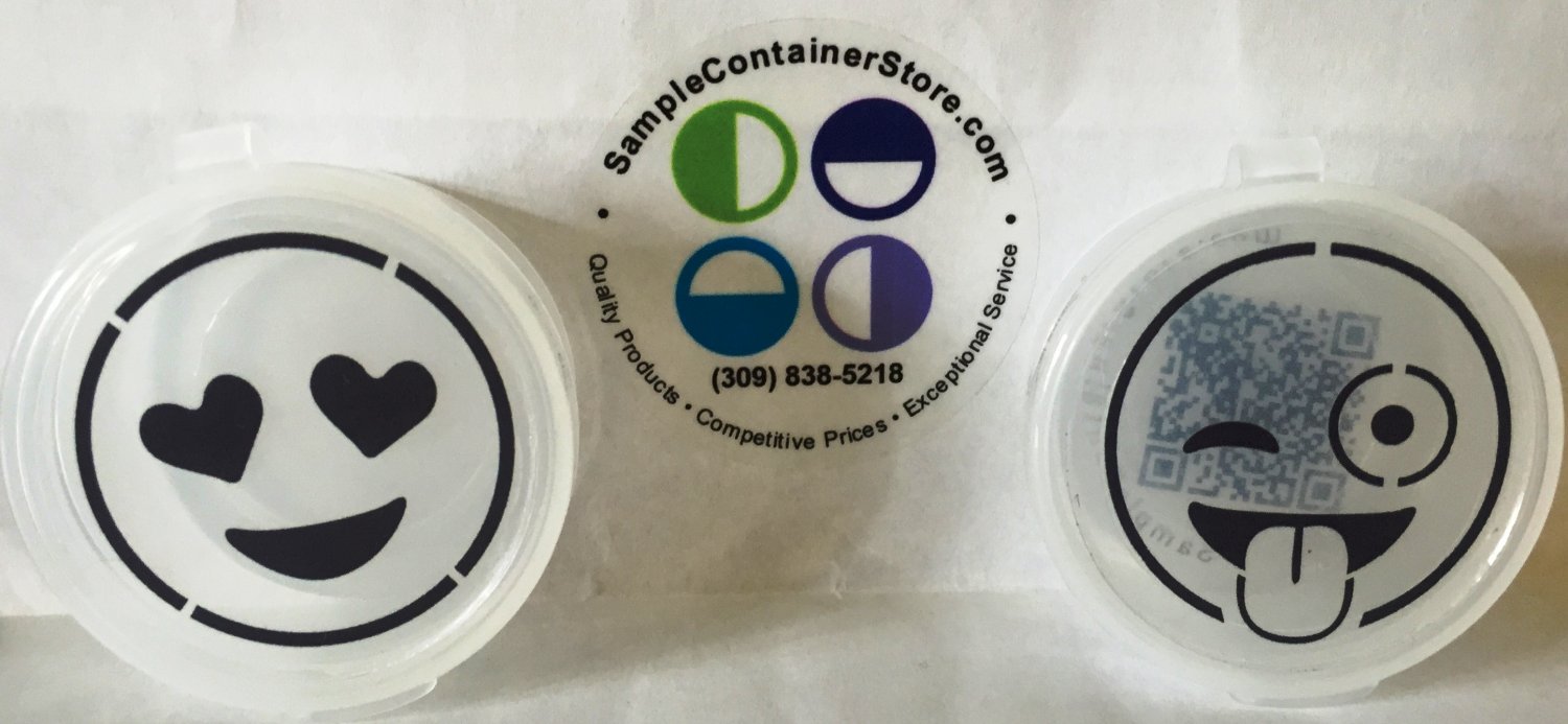 (24) 1.67" Crystal Clear Custom Printed Laser Labels for 1 oz Round Sample Container READ listing