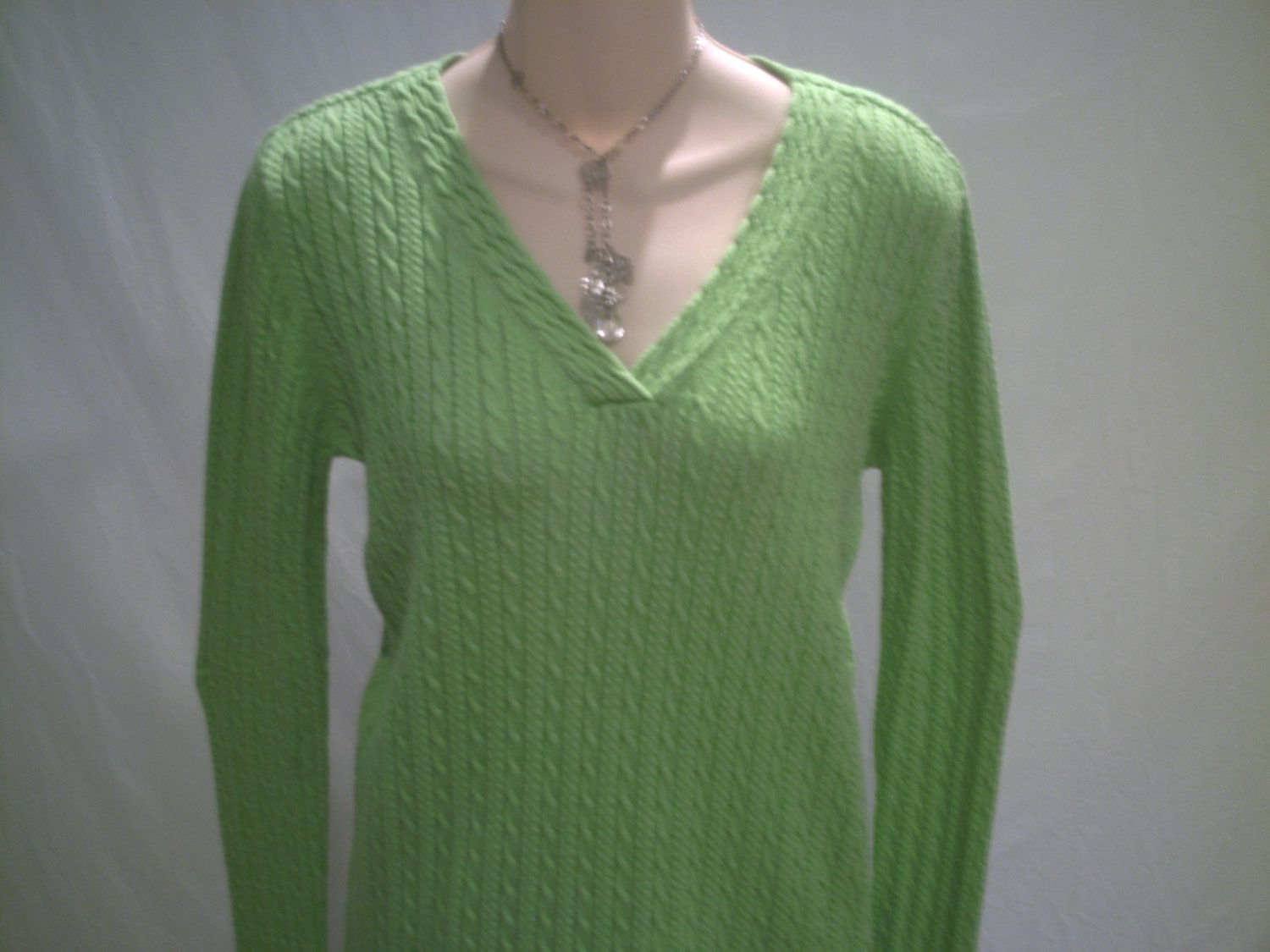 TALBOTs Green Flat Cable Knit Sweater Top Size S