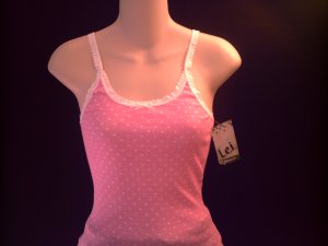 L.E.I. Pink and White Lace Polka Dot Cami Size S