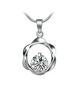 Zircon white diamond circle necklace pendant crystal rhodium Swiss Diamond Hearts and Arrows