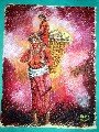 Painting of Carrying Doko and small girl (50cm x 38cm) # CLKPA-3