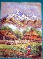 Painting of Mountain with Village (50cm x 38cm) # CLKPA-4