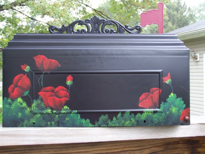 Hand Painted Poppy Mailbox
