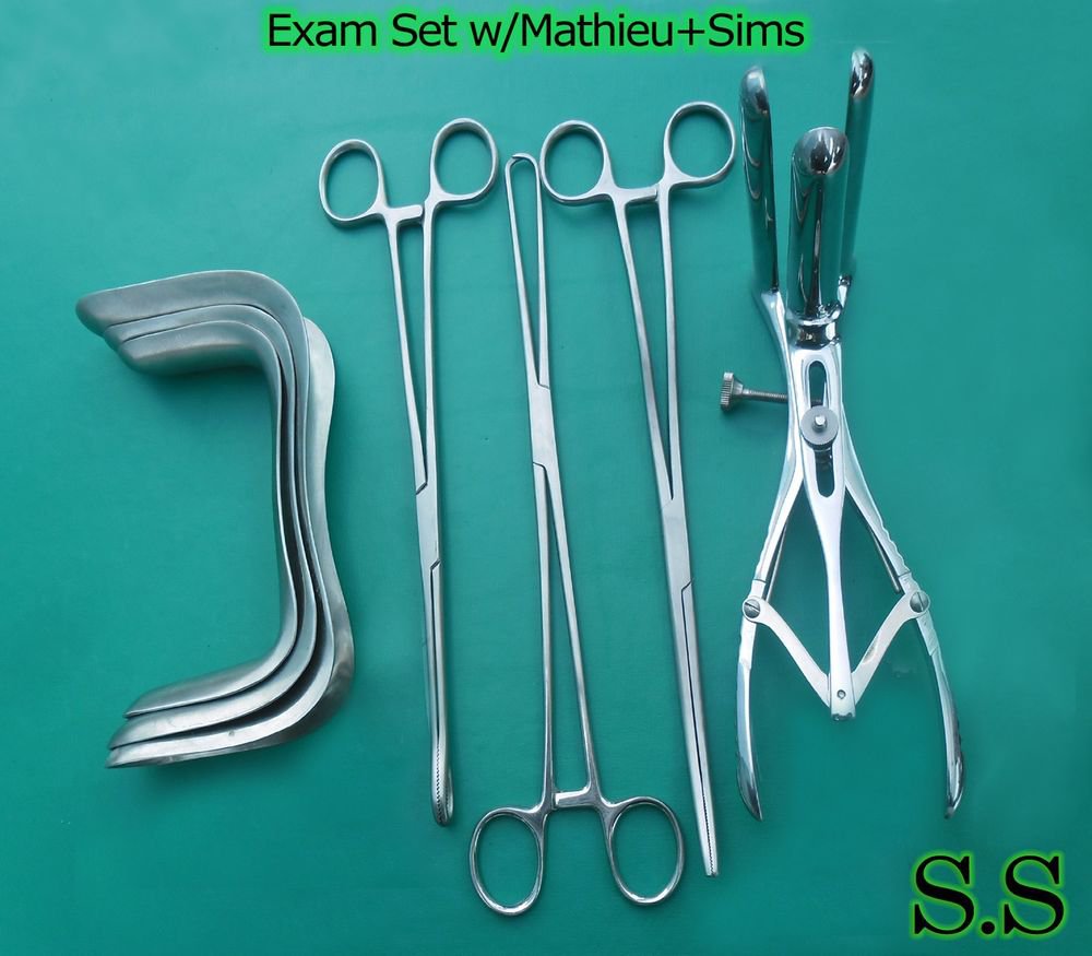 Exam Set w/Mathieu+Sims Speculum+Spong Forceps Gynecology ...