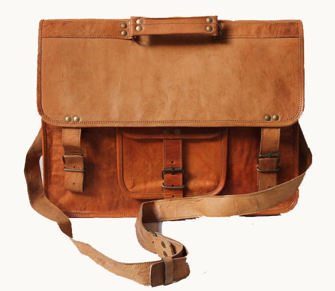 Goat Leather Bag Original Leather Laptop Messenger Shoulder Cross Bag #103