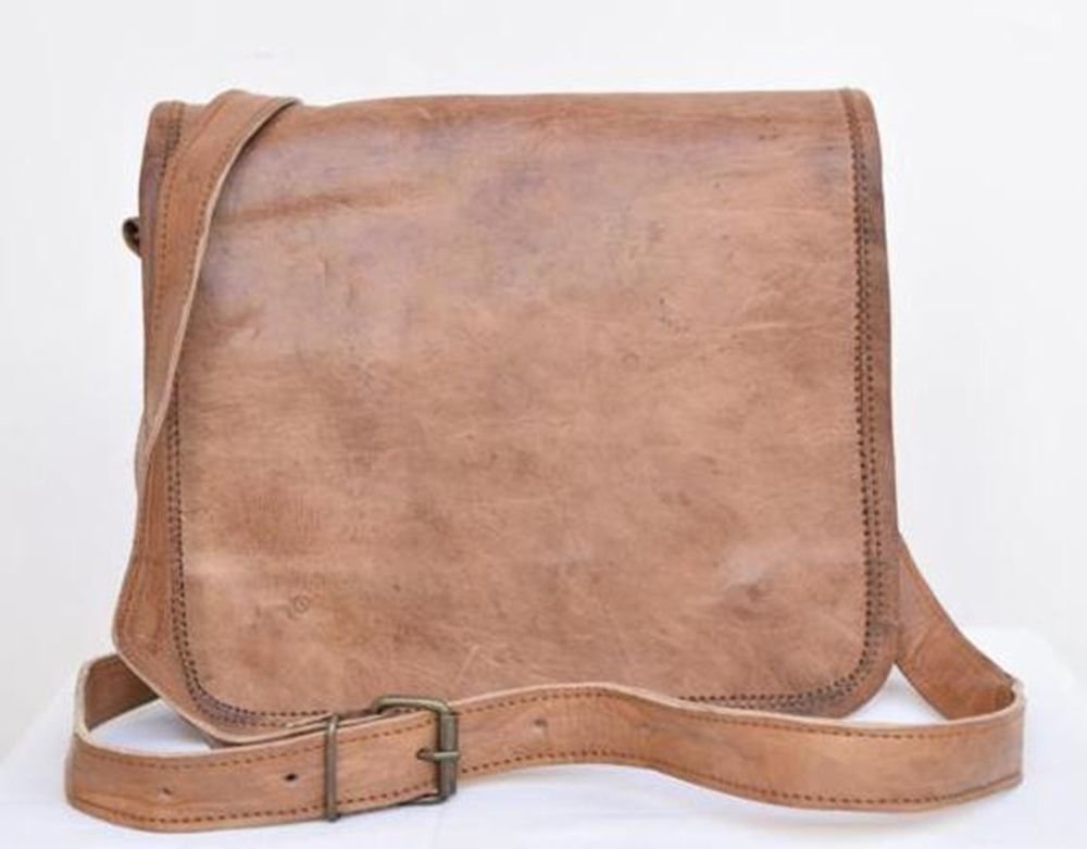 9" Genuine Leather Messenger Laptop Cross Bag Books Woman Handmade Purse #136