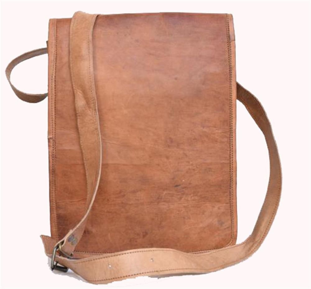 9" Genuine Leather Messenger Laptop Cross Bag Books Travel Handmade Purse #137