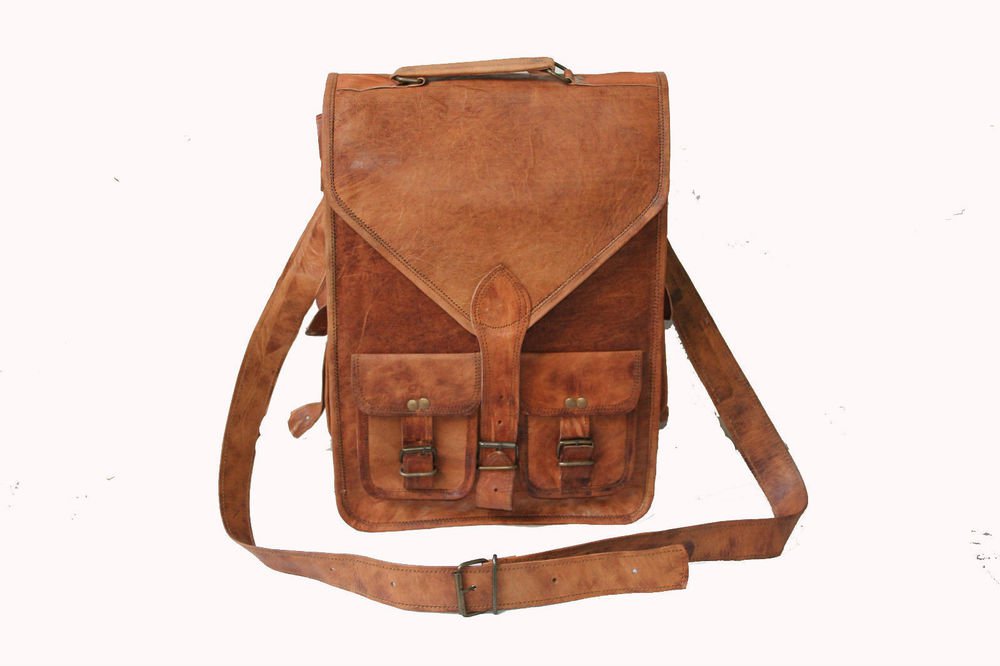 15" Men's Genuine Leather Messenger Laptop Bag School Office Books Bag #129