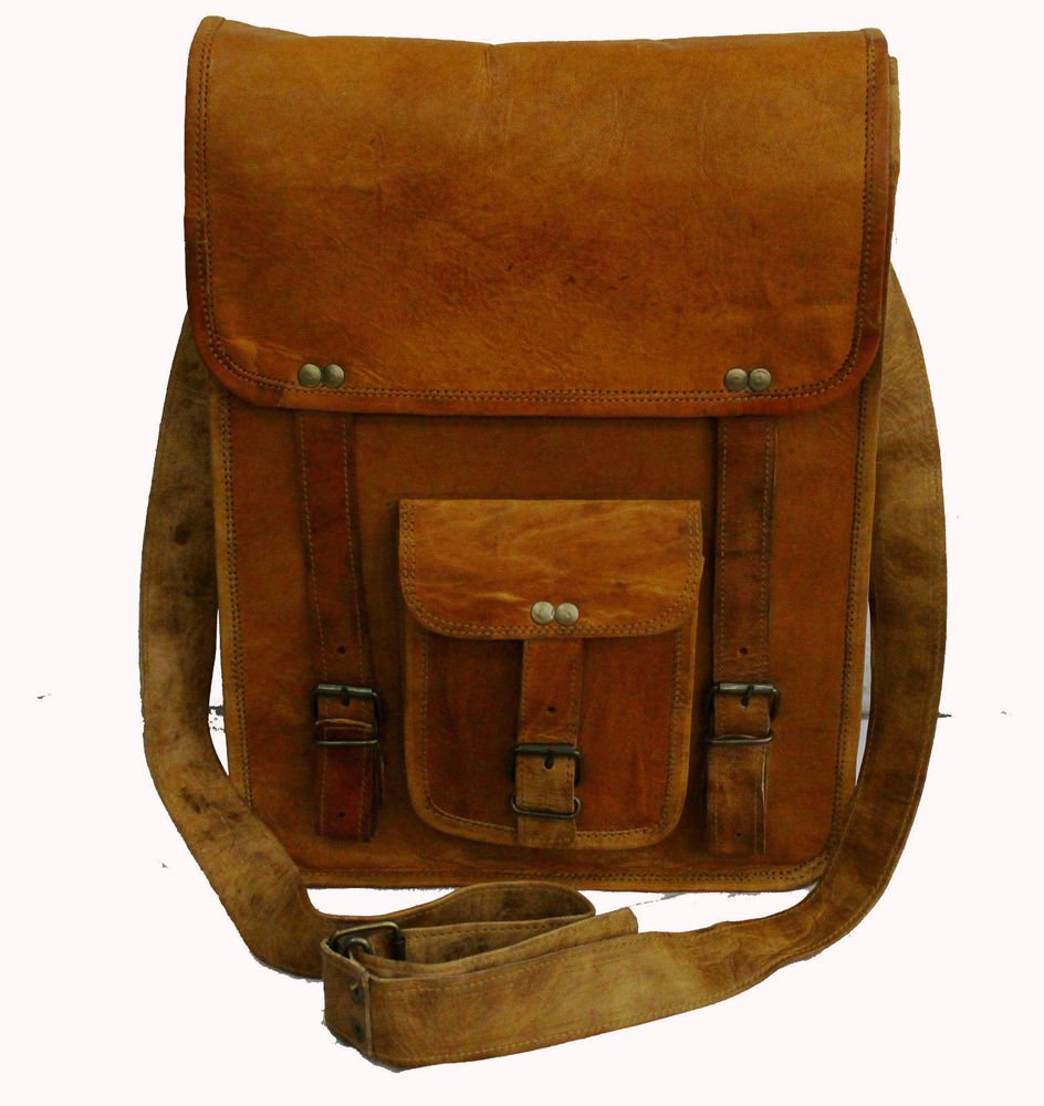Goat Leather Bag Original Leather Laptop Messenger Shoulder Cross Bag #115