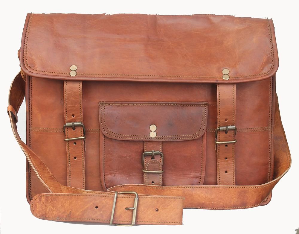 15" Stylish Handmade Real Leather Bag, Unisex Laptop Corporate Office Bags #171