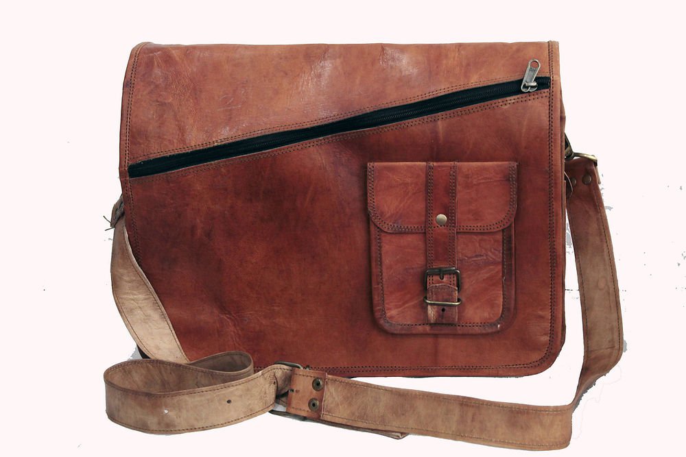 14" Stylish Handmade Real Leather Bag, Unisex Laptop Messenger Office Bags #166