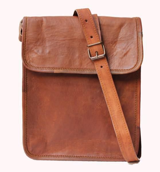 9" Genuine Leather Messenger Laptop Bag Office School Books Bag Handmade #135