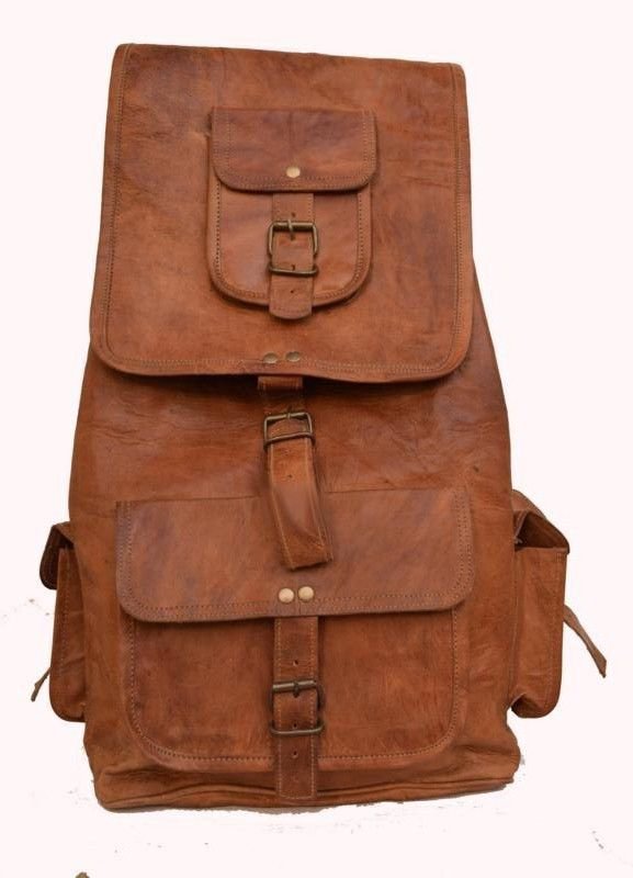 19" Retro Original Handmade Leather Bag, Unisex Backpack Trekking Bags #155