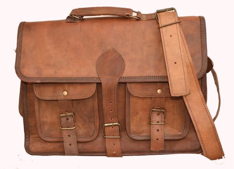 15" Retro Original Handmade Leather Bag, Unisex Laptop Messenger Cross Bags #153