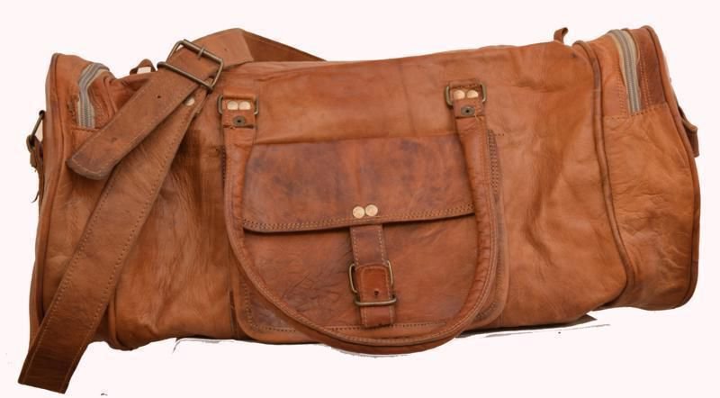 Retro Original Handmade Leather Bag, Unisex Duffler Gym Travelling Bags #157