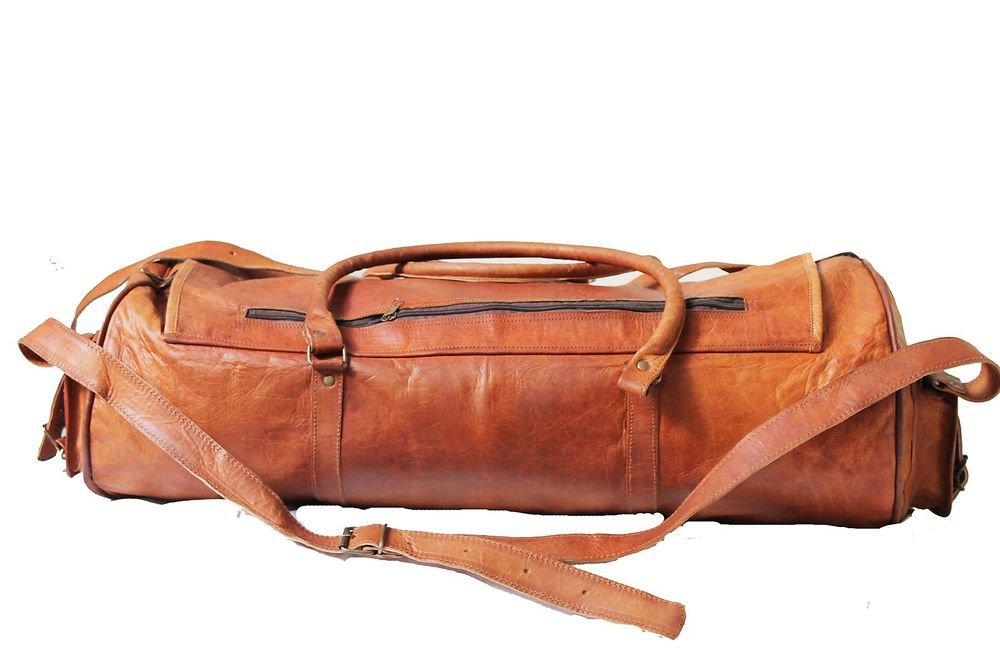 15" Stylish Handmade Real Leather Bag, Unisex Gym Travelling Bike Bags #168