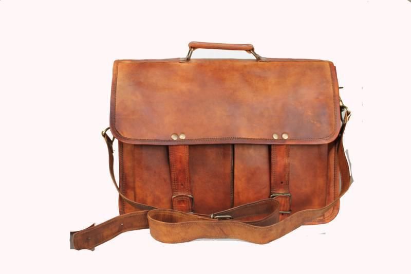 14" Stylish Handmade Pure Leather Bag, Unisex Laptop Messenger Office Bags #164