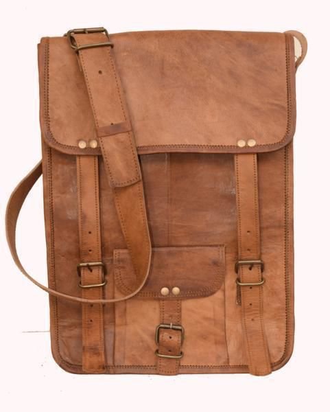 11" Retro Original Handmade Leather Bag, Unisex Sling Messenger Cross Bags #154