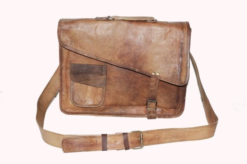 15" Stylish Handmade Pure Leather Bag, Unisex Laptop Messenger Office Bags #165