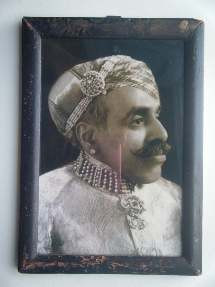 Indian Maharaja Rare Framed Photograph, Vintage Photo in Old Wooden Frame #2707