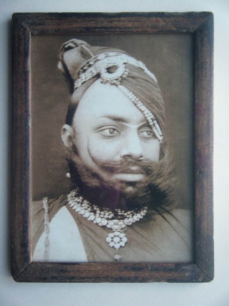 Indian Maharaja Rare Framed Photograph, Vintage Photo in Old Wooden Frame #2706