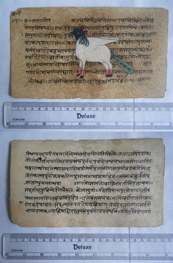 Original Antique Old Manuscript Indian Cosmology New Hand Painting Rare #608