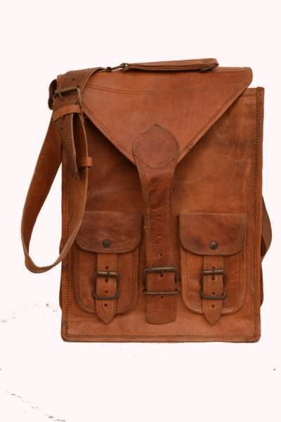 13" Classic Original Handmade Leather Bag, Unisex Office Bags Goat Leather #159