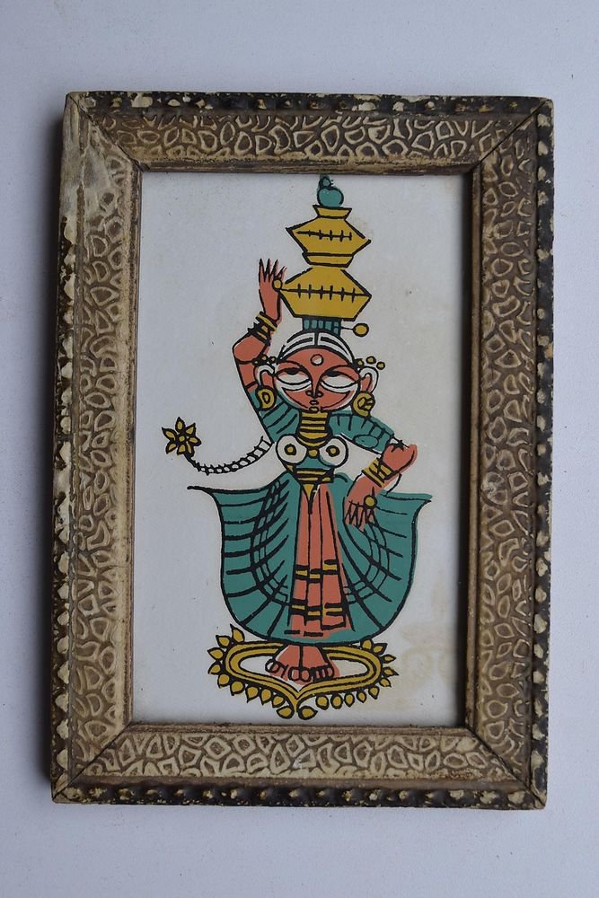 Dancing Lady Decorative Beautiful Vintage Old Print in Old Wooden Frame #2997