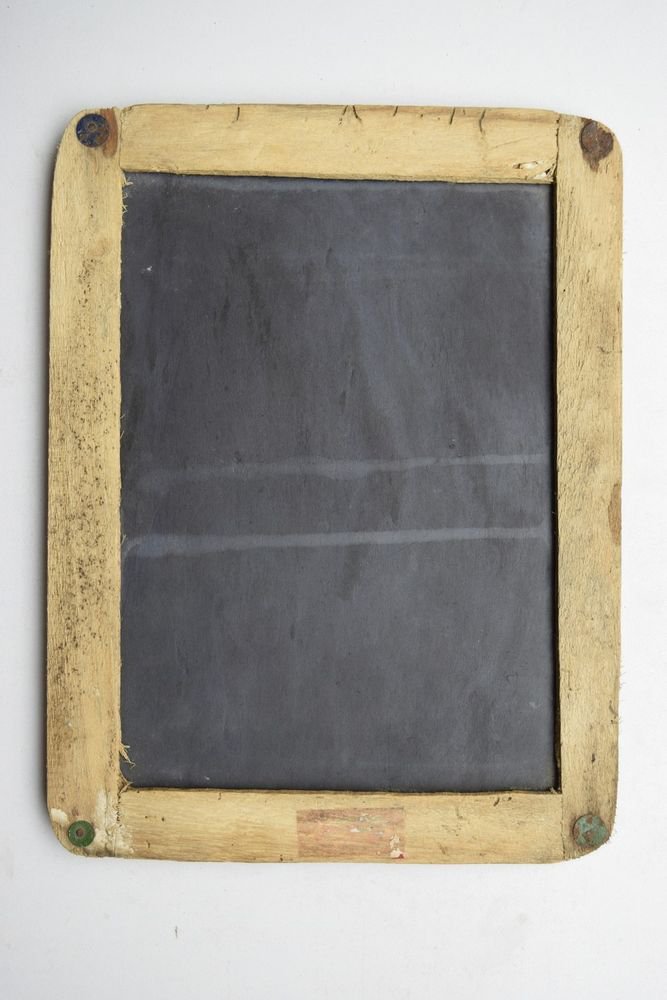 Chalk Board Slate Antique Rare Framed Black Stone Old Double Sided Slate #1622