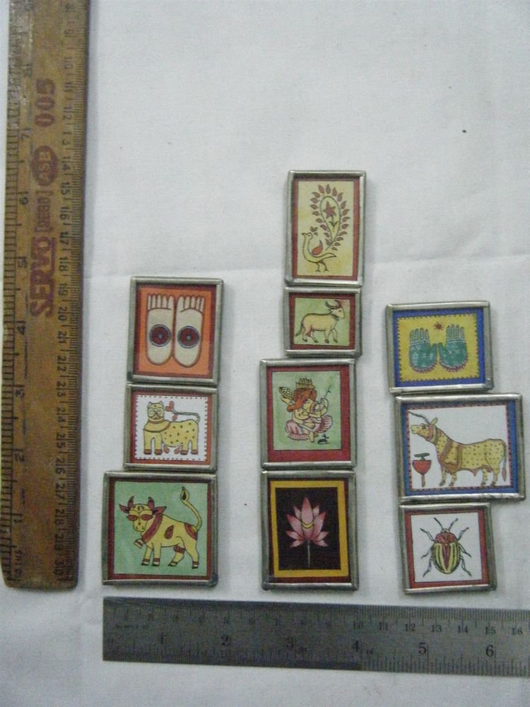 Decor Refrigerator Magnets Hand Color Painting Metal Frame Lot of 10 Pcs #071