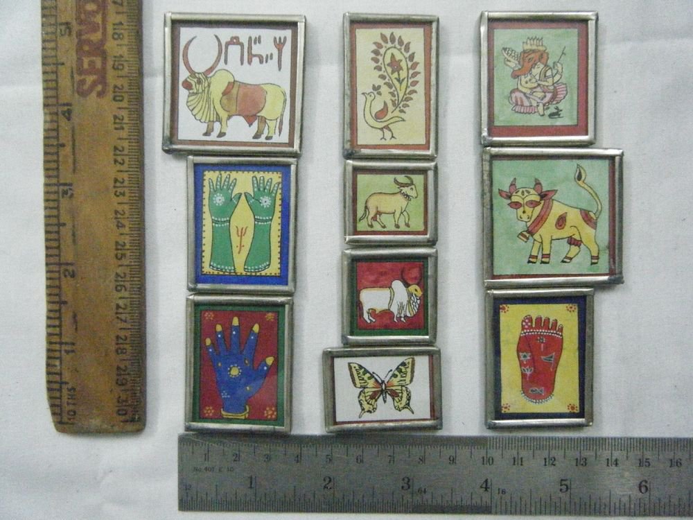 Decor Refrigerator Magnets Hand Color Painting Metal Frame Lot of 10 Pcs #070