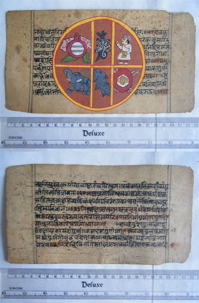 Original Antique Manuscript Old Jain Cosmology New Hand Painting Rare India #566